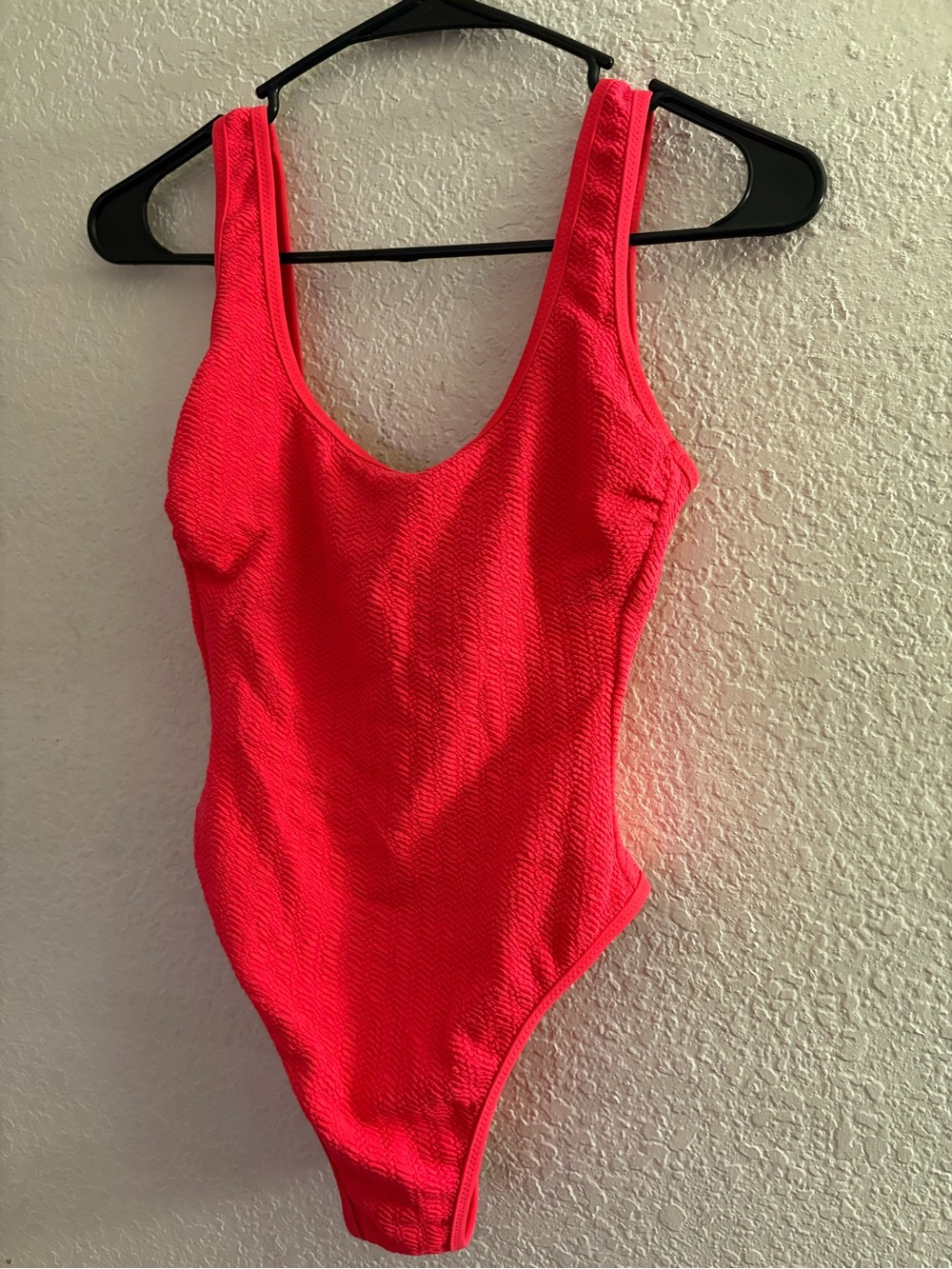 Textured One-Piece Swimsuit - Bright Coral Pink